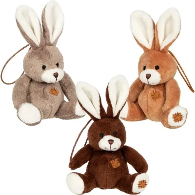 GOKI Pluszowy króliczek z brązową łatką brelok mała maskotka